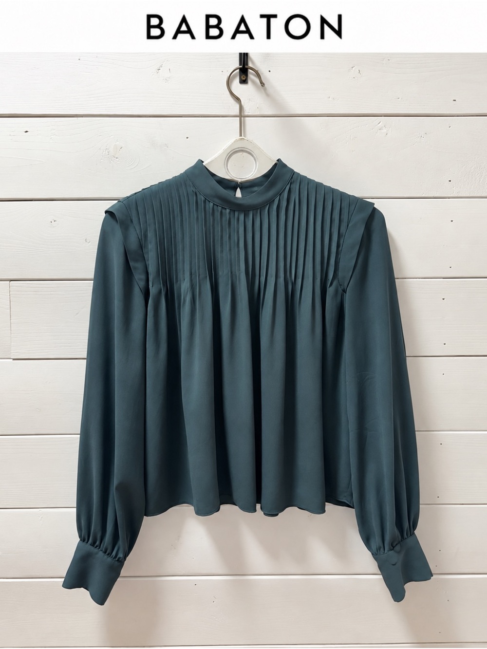 BABATON Pleated Feminine Blouse – Deep Teal size S
